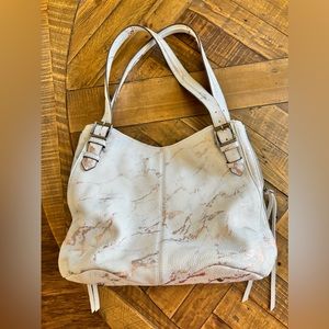 Aimee Kestenberg Leather Convertible Shopper Bag Purse Handbag Rose Marble